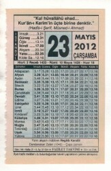 23 Mayıs 2012 Takvim Yaprağı EFM(N)1954 - 3