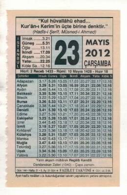 23 Mayıs 2012 Takvim Yaprağı EFM(N)1954 - 1