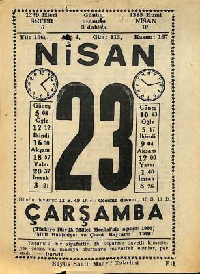 23 Nisan 1969 Takvim Yaprağı - Doğum Günü Hediyesi EFM(N)11118 - 1