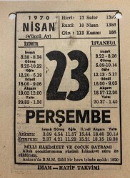 23 Nisan 1970 Takvim Yaprağı - Doğum Günü Hediyesi EFM(N)8278 - 1