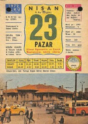 23 Nisan 1972 Takvim Yaprağı - Doğum Günü Hediyesi EFM(N)12262 - Gökçekoleksiyon