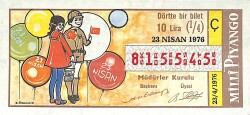 23 Nisan 1976 Piyango Bileti Çeyrek Bilet PYB6160 - Gökçekoleksiyon