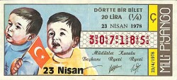 23 Nisan 1978 Piyango Bileti Çeyrek Bilet PYB6226 - Gökçekoleksiyon