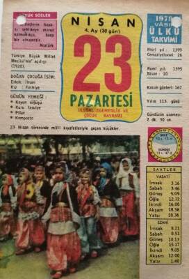 23 Nisan 1979 Takvim Yaprağı - Doğum Günü Hediyesi EFM(N)8472 - 2