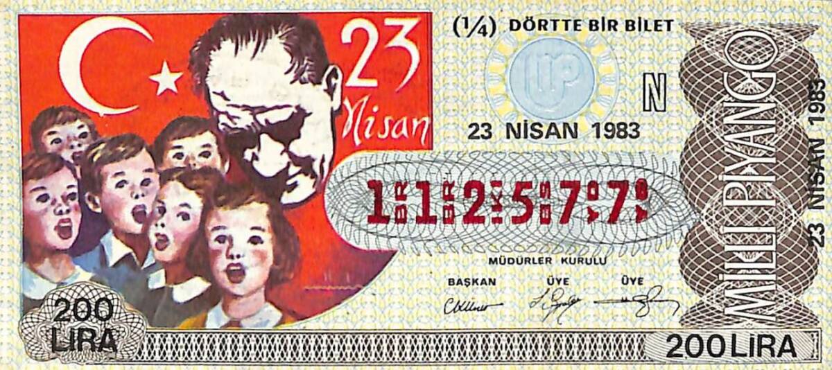23 Nisan 1983 (N) Ulusal Egemenlik ve Çocuk Bayramı (14) Dörtte Bir Bilet PYB5450 - 1