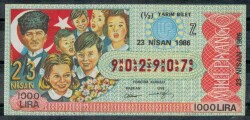 23 Nisan 1986 Piyango Bileti Yarım Bilet PYB923 - Gökçekoleksiyon