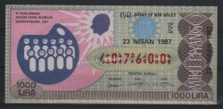 23 Nisan 1987 Çeyrek Bilet PYB1702 - Gökçekoleksiyon