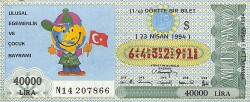 23 Nisan 1994 Piyango Bileti Dörtte Bir Bilet PYB6684 - Gökçekoleksiyon