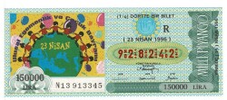 23 Nisan 1996 (R) (14) Dörtte Bir Bilet PYB5663 - Gökçekoleksiyon