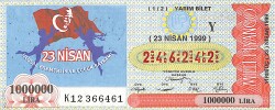 23 Nisan 1999 Piyango Bileti Yarım Bilet PYB6515 - Gökçekoleksiyon
