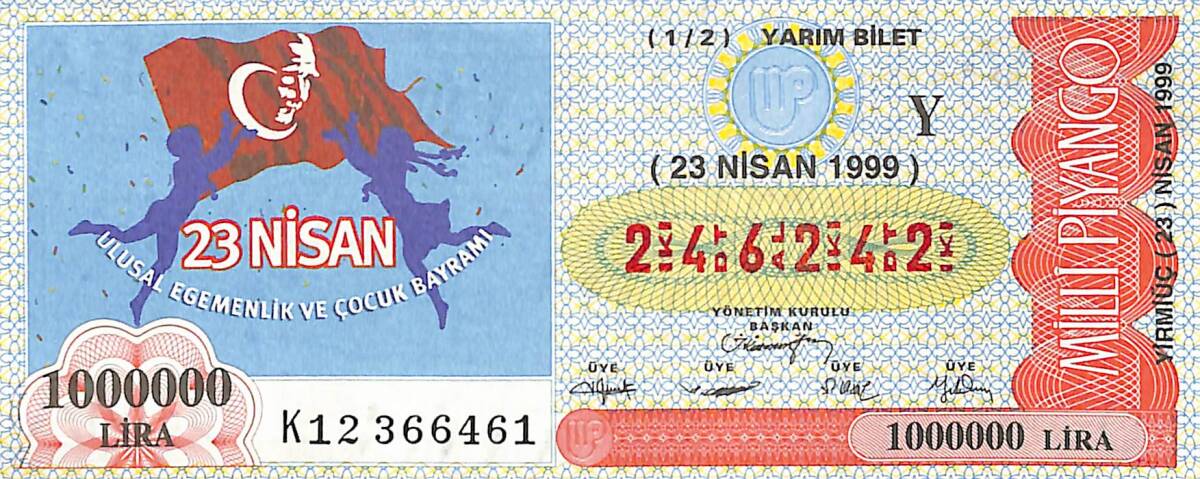 23 Nisan 1999 Piyango Bileti Yarım Bilet PYB6515 - 1