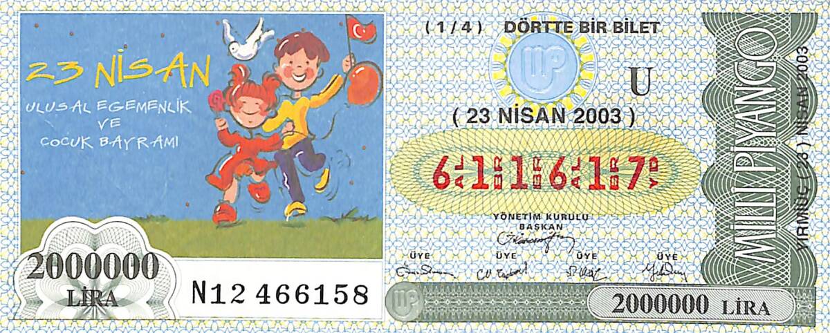 23 Nisan 2003 Piyango Bileti Dörtte Bir Bilet PYB6507 - 1