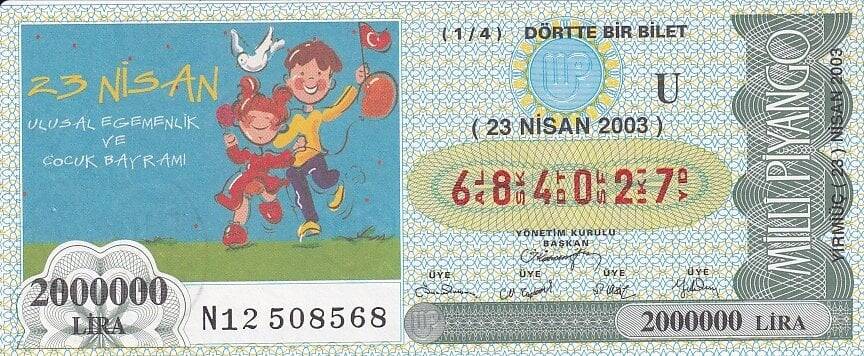 23 Nisan 2003 (U) (14) Dörtte Bir Bilet PYB5702 - 1