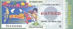 23 Nisan 2005 Piyango Bileti Çeyrek Bilet PYB6010 - Gökçekoleksiyon