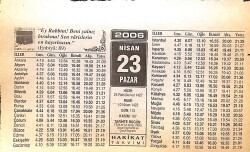 23 Nisan 2006 Takvim Yaprağı - Doğum Günü Hediyesi EFMN13270 - Gökçekoleksiyon