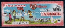 23 Nisan 2011 Yarım Bİlet PYB2086 - Gökçekoleksiyon