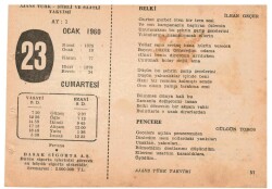 23 Ocak 1960 Ajans Türk Takvim Yaprağı(Şiirli Saatli) EFM(N)1101 - 1