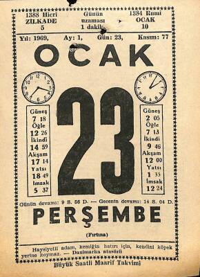 23 Ocak 1969 Takvim Yaprağı - Doğum Günü Hediyesi EFM(N)11026 - 1