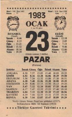 23 Ocak 1983 Takvim Yaprağı EFM(N)4576 - 1