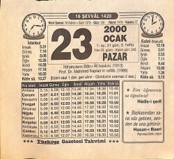 23 Ocak 2000 Takvim Yaprağı - Doğum Günü Hediyesi EFM(N)13208 - Gökçekoleksiyon