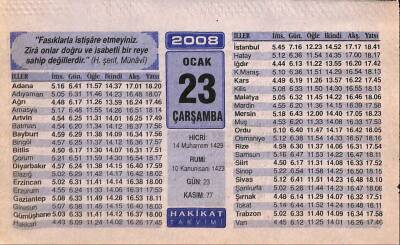 23 Ocak 2008 Takvim Yaprağı - Doğum Günü Hediyesi EFM(N)7489 - 1