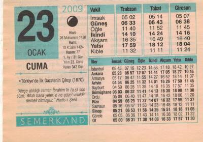 23 Ocak 2009 Takvim Yaprağı EFM(N)4979 - 1