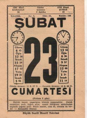 23 Şubat 1963 Takvim Yaprağı EFM(N)5706 - 3