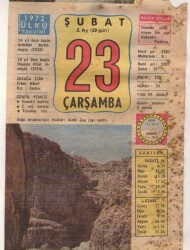 23 Şubat 1972 Takvim Yaprağı EFM(N)5484 - Gökçekoleksiyon