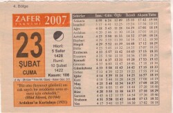 23 Şubat 2007 Takvim Yaprağı EFM(N)5656 - 1