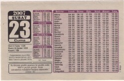 23 Şubat 2007 Takvim Yaprağı EFM(N)5684 - 2