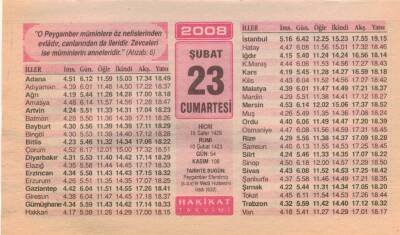 23 Şubat 2008 Takvim Yaprağı EFM(N)5570 - 3