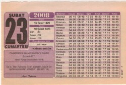 23 Şubat 2008 Takvim Yaprağı EFM(N)5599 - 2