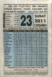 23 Şubat 2011 Takvim Yaprağı - Doğum Günü Hediyesi EFM(N)7576 - Gökçekoleksiyon