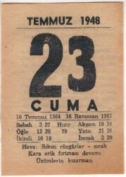 23 Temmuz 1948 Takvim Yaprağı EFM(N)1438 - 3