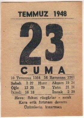 23 Temmuz 1948 Takvim Yaprağı EFM(N)1438 - 2