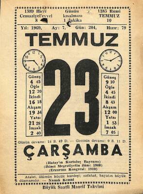 23 Temmuz 1969 Takvim Yaprağı - Doğum Günü Hediyesi EFM(N)11832 - 1