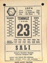 23 Temmuz 1974 Takvim Yaprağı - Doğum Günü Hediyesi EFM(N)12108 - Gökçekoleksiyon