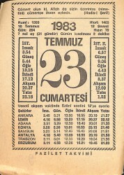 23 Temmuz 1983 Takvim Yaprağı - Doğum Günü Hediyesi EFM(N)12484 - Gökçekoleksiyon