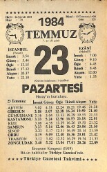 23 Temmuz 1984 Takvim Yaprağı - Doğum Günü Hediyesi EFMN15789 - Gökçekoleksiyon