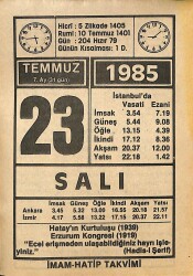 23 Temmuz 1985 Takvim Yaprağı - Doğum Günü Hediyesi EFMN15721 - Gökçekoleksiyon
