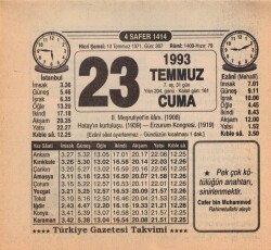 23 Temmuz 1993 Takvim Yaprağı EFM(N)2111 - 3