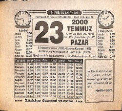 23 Temmuz 2000 Takvim Yaprağı - Doğum Günü Hediyesi EFMN15534 - Gökçekoleksiyon