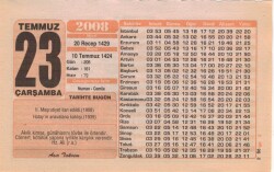 23 Temmuz 2008 Takvim Yaprağı EFM(N)2112 - 2