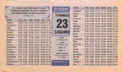23 Temmuz 2008 Takvim Yaprağı EFM(N)2113 - 3