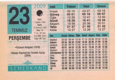 23 Temmuz 2009 Takvim Yaprağı EFM(N)2114 - 2