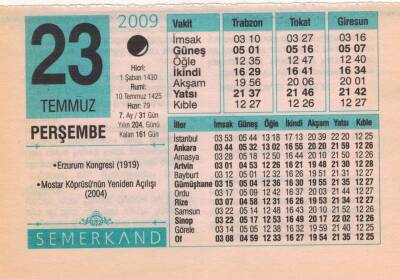 23 Temmuz 2009 Takvim Yaprağı EFM(N)2114 - 1