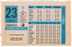 23 Temmuz 2011 Takvim Yaprağı EFM(N)1249 - 1