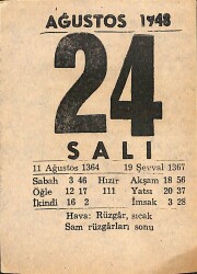 24 Ağustos 1948 Takvim Yaprağı - Doğum Günü Hediyesi EFMN14414 - Gökçekoleksiyon