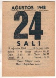24 Ağustos 1948 Takvim Yaprağı EFM(N)1470 - 1