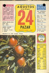 24 Ağustos 1975 Takvim Yaprağı - Doğum Günü Hediyesi EFM(N)9319 - Gökçekoleksiyon